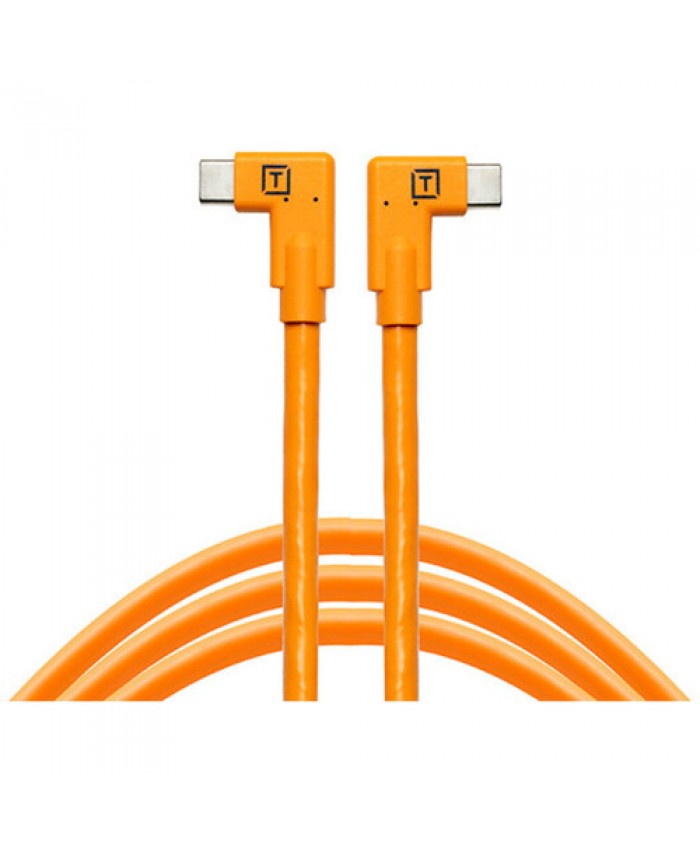 Tether Tools TetherPro Dual Right-Angle USB-C Cable (4.6m, High-Visibility Orange) CUC15RT2RT-ORG